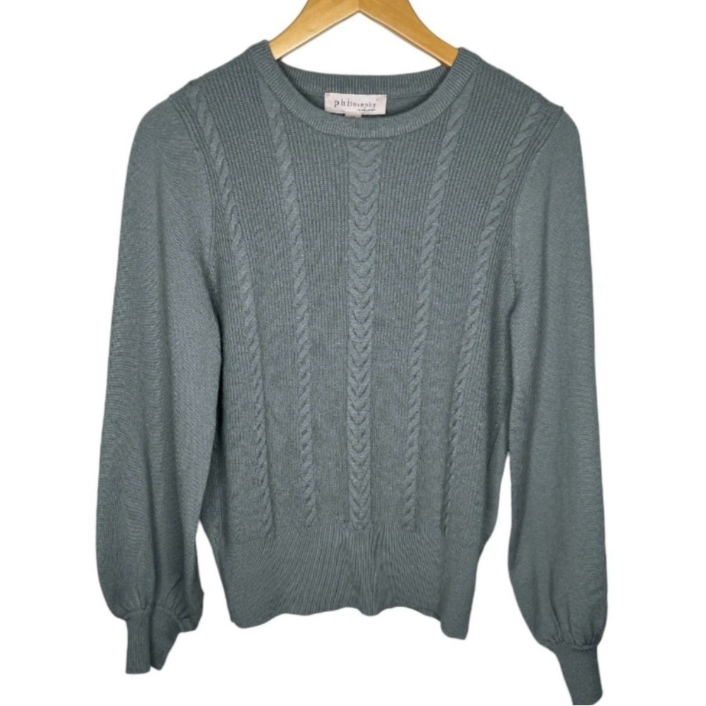 Teal blue sweater from Philosophy
